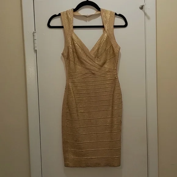 Herve Leger | Dresses | Herve Leger Beige Midi Dress | Poshmark